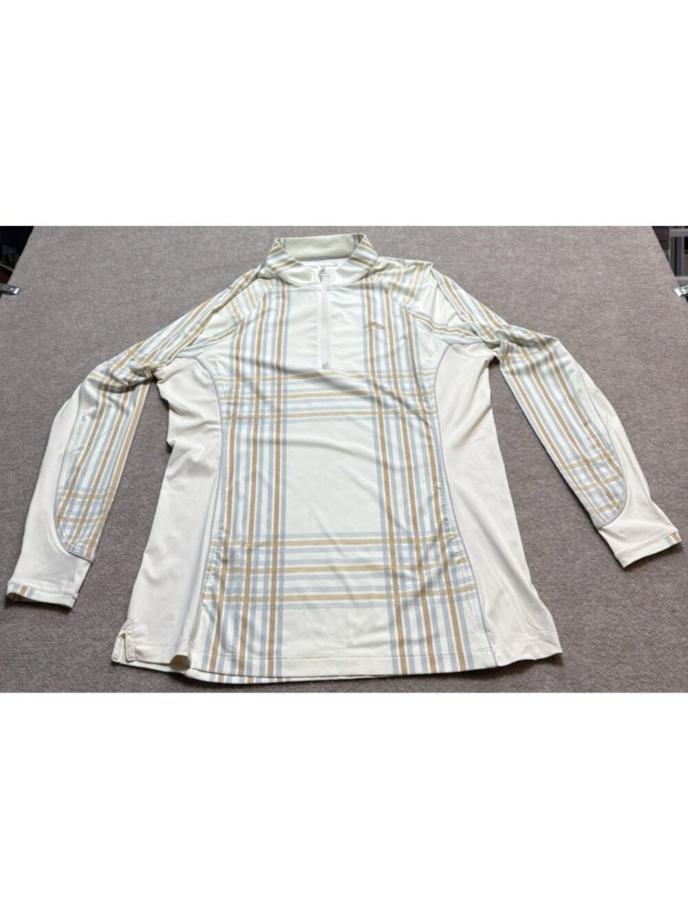Peter Millar Women's Shirt Sun Small Plaid Lightweight Quarter Zip 50+ UPF, GUC